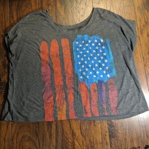 Grey American Flag Graphic Tee